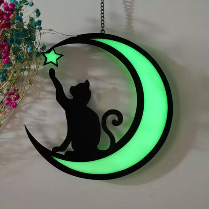 Cute Moon Cat Acrylic Pendant Necklace