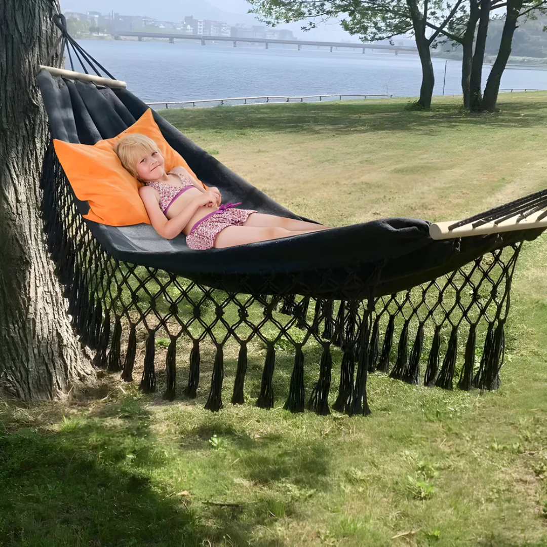 Luxury Hammock with Solid Wood Frame - Indoor Outdoor Use - Fesara