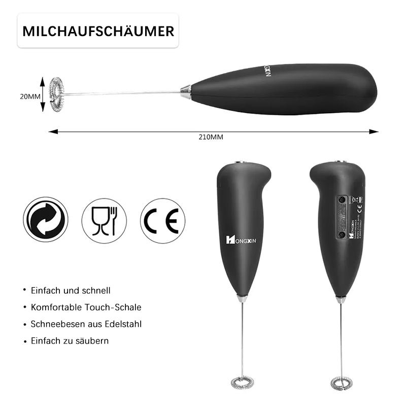 Compact Electric Milk Frother in Stainless Steel