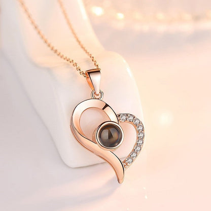 Romantic Heart Necklace with I Love You Message - Fesara