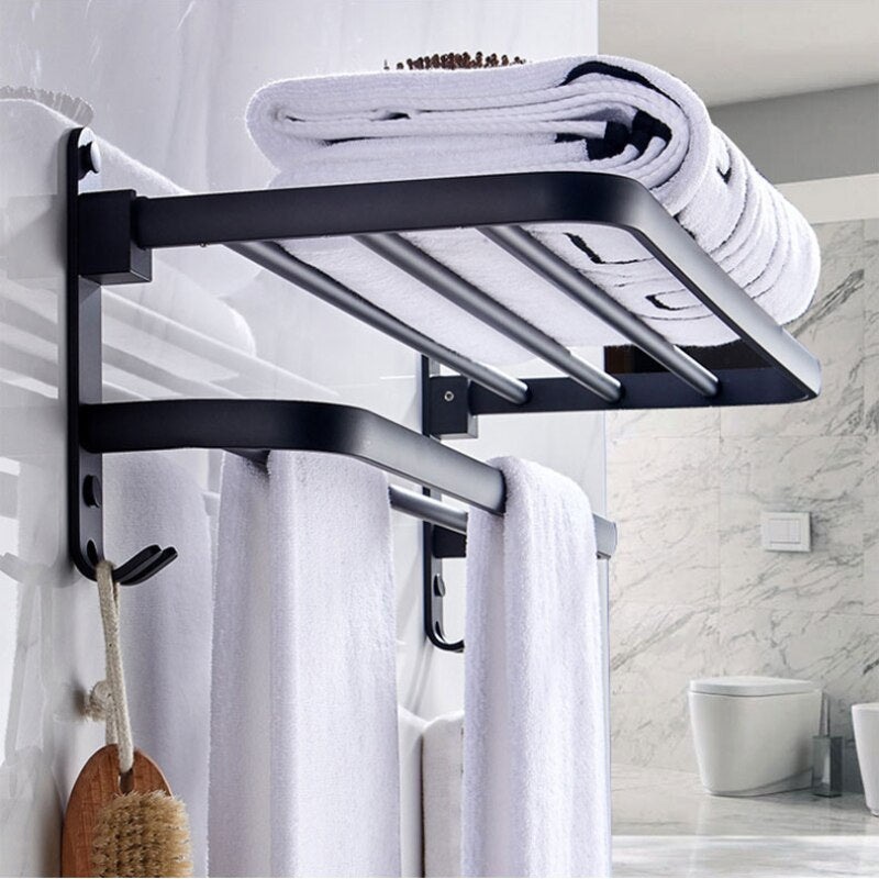 Space Saving Bathroom Folding Towel Holder Rack