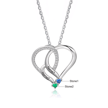 Customizable Heart Pendant Necklace with Birthstone and Name