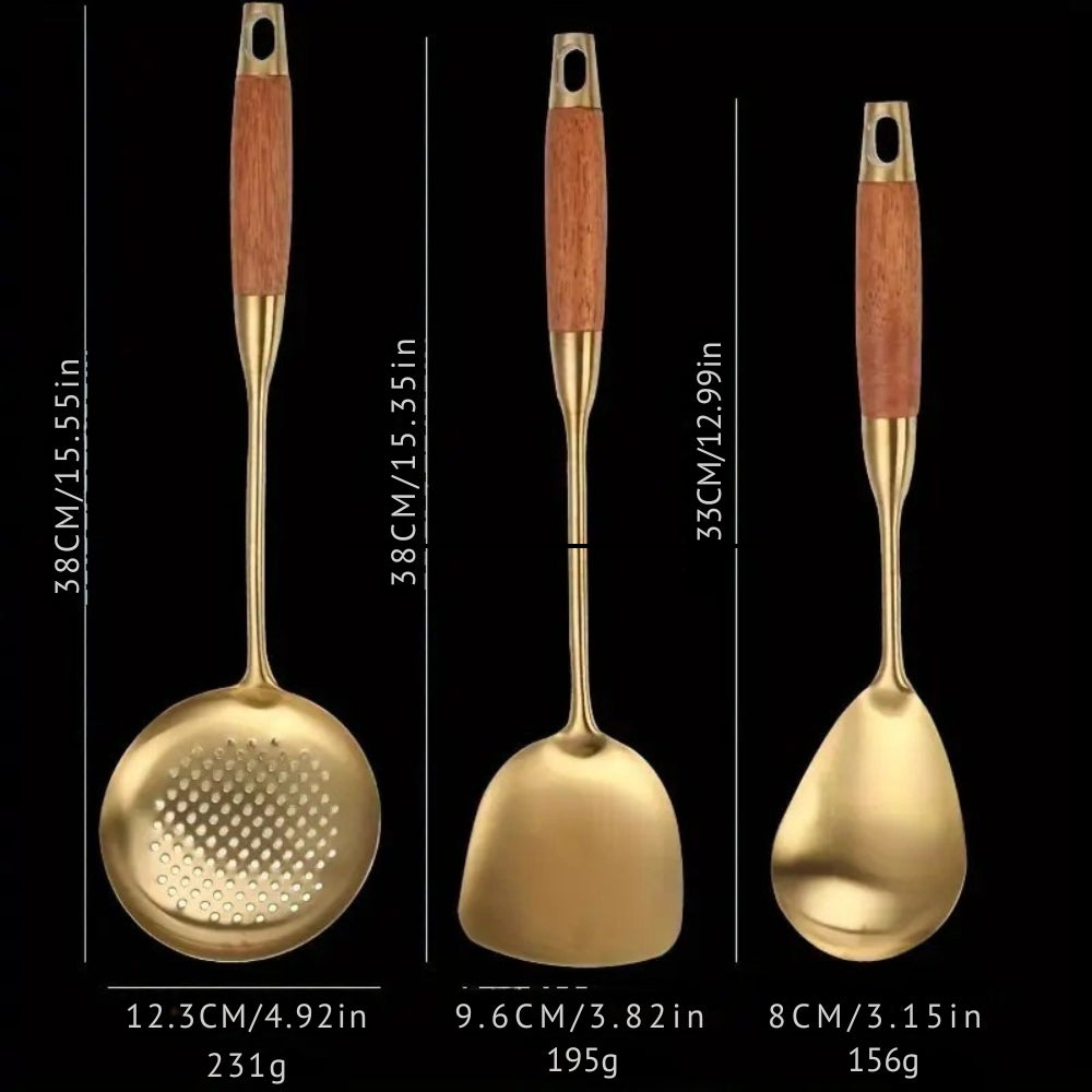 Premium Golden Cooking Utensil Set 6 Piece