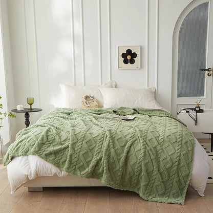 Plush Reversible Woolen Throw Blanket