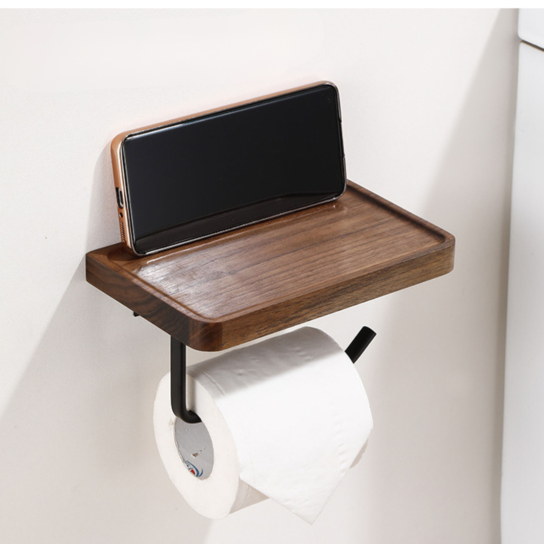 Luxury Bathroom Paper Holder in Wood and Metal