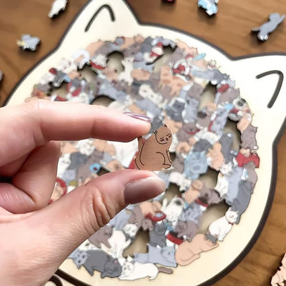 Charming Wooden Kitty Jigsaw Puzzle Set