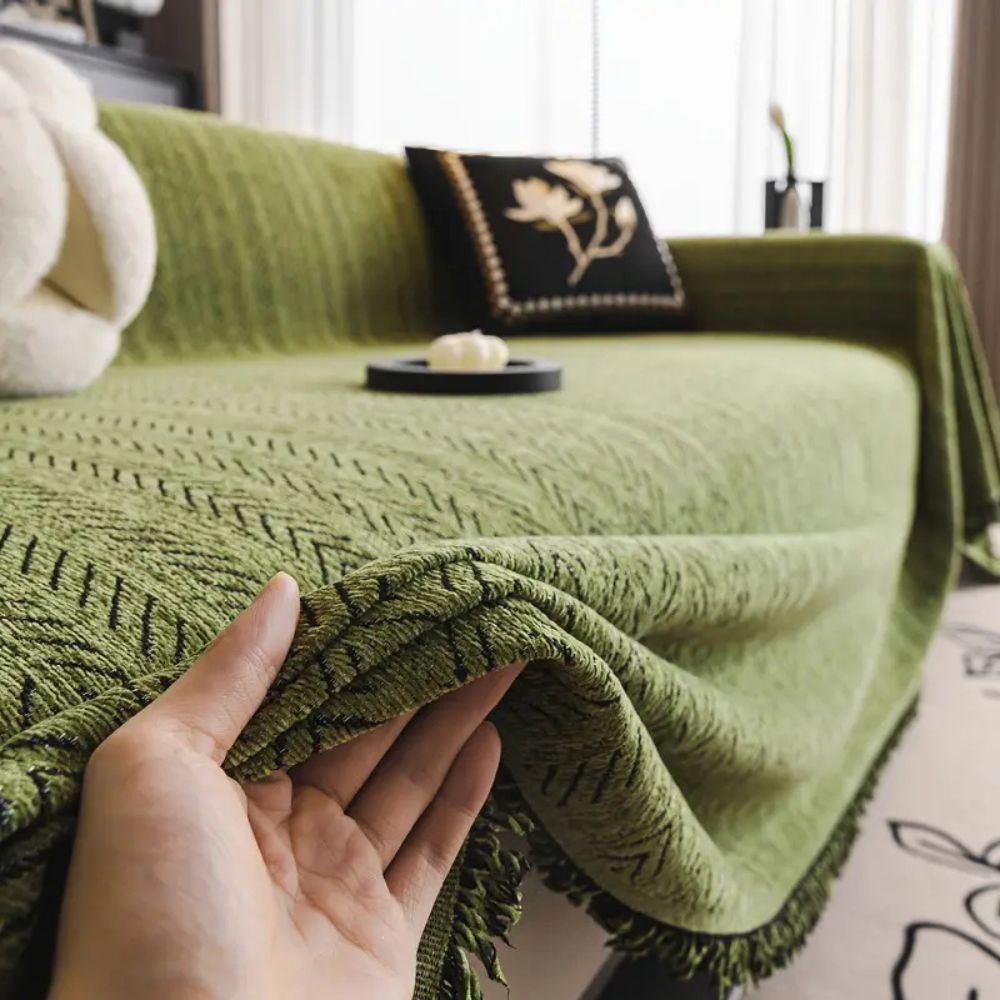 Plush Herringbone Chenille Sofa Slipcover