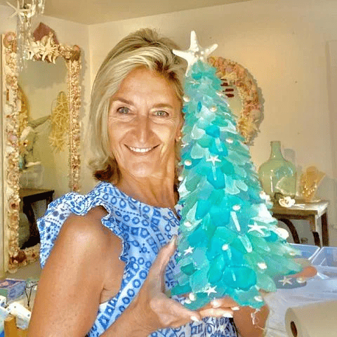 Unique Handcrafted Sea Glass Christmas Ornament - Fesara