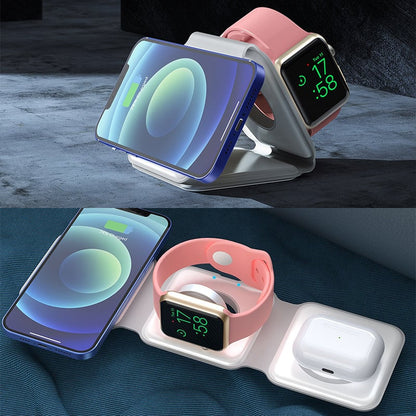 Compact 3-in-1 Portable Wireless Charging Pad