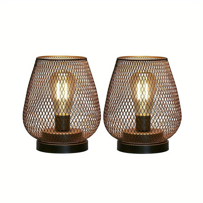 Rustic Metal Table Lamp Set - Modern Warm Lighting