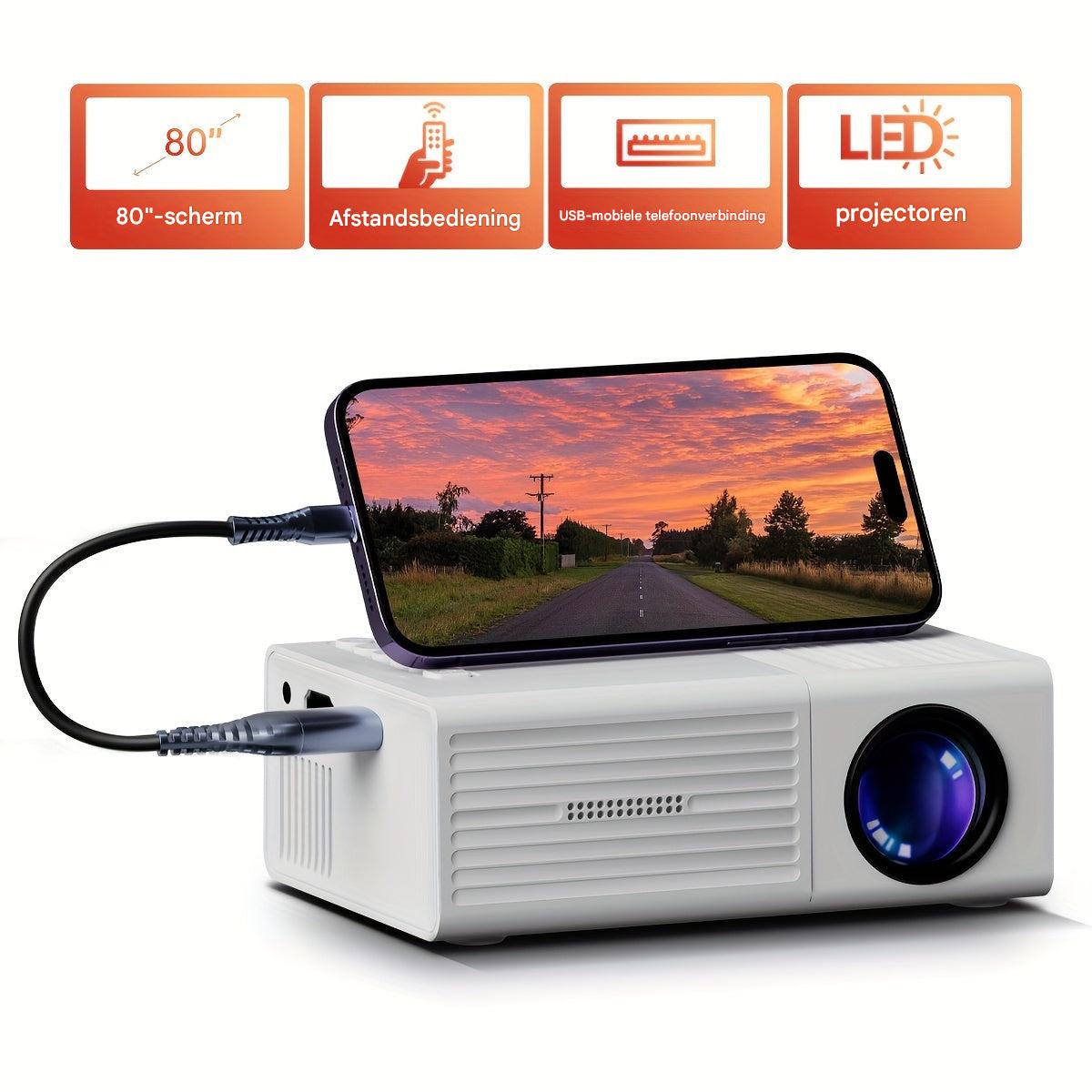 Portable HD Mini Projector for Home and Outdoor Use