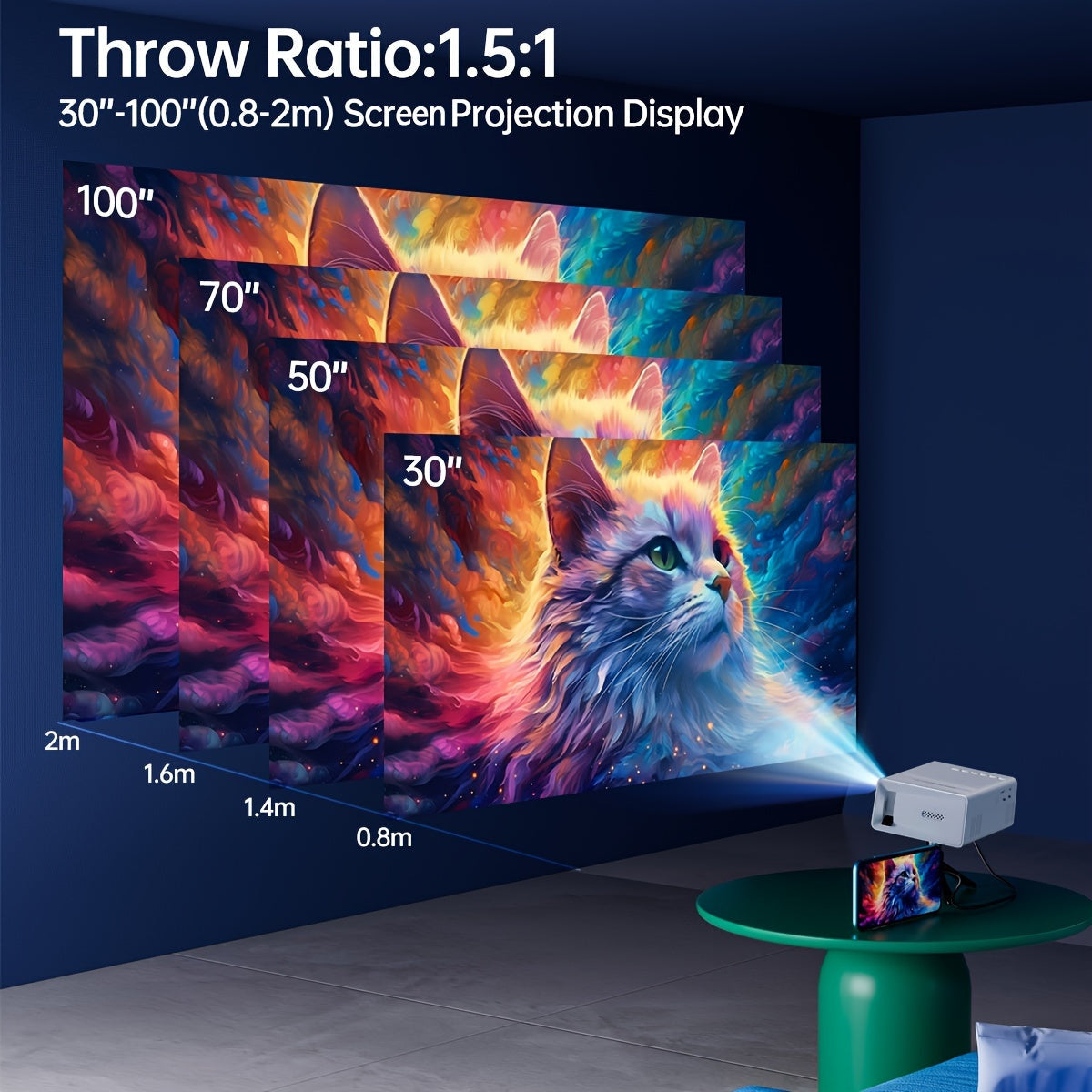 Compact 3000 Lumen LED Home Theater Projector