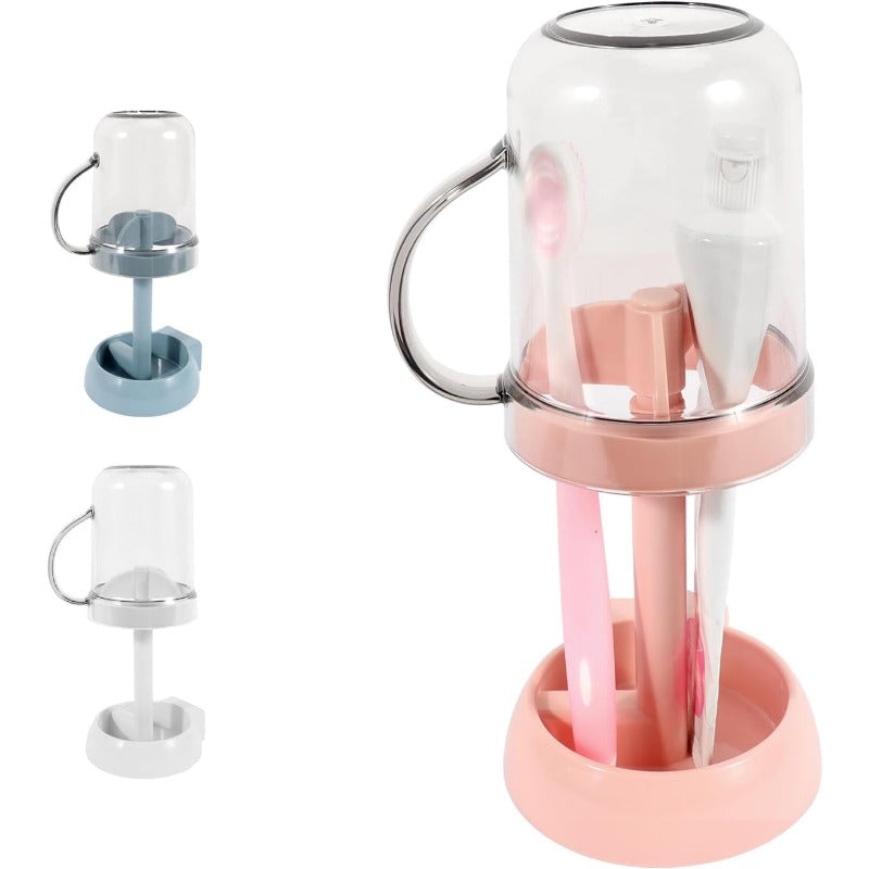 Bathroom Toothbrush Holder with Lid & Rinse Cup