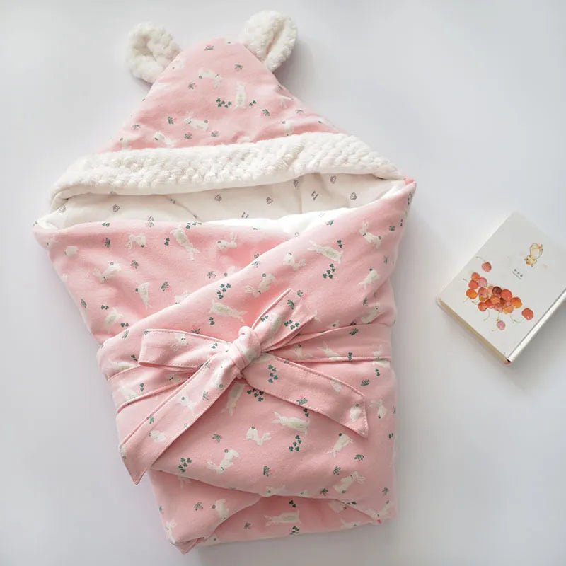 Soft Baby Sleep Blanket with Hood and Fleece Lining
