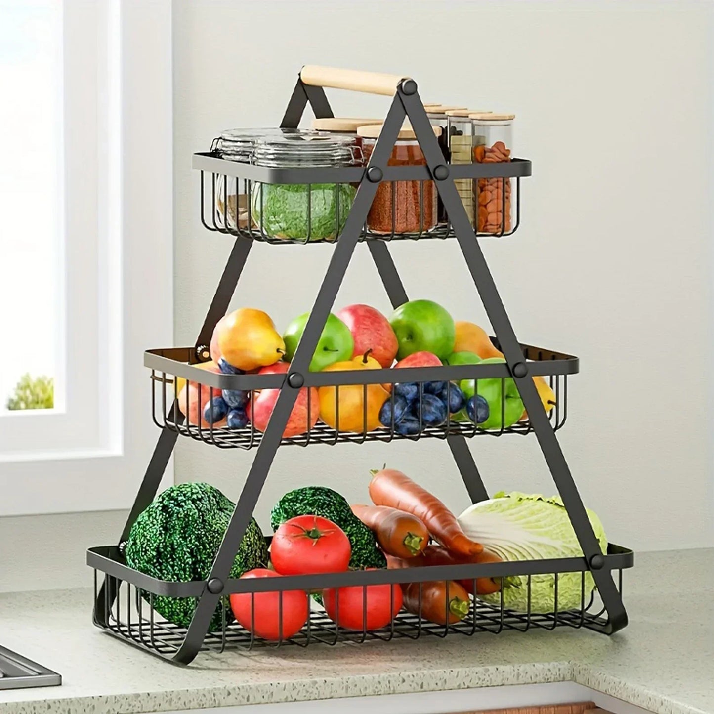 Compact 3-Tier Fruit Holder for Kitchen Counter