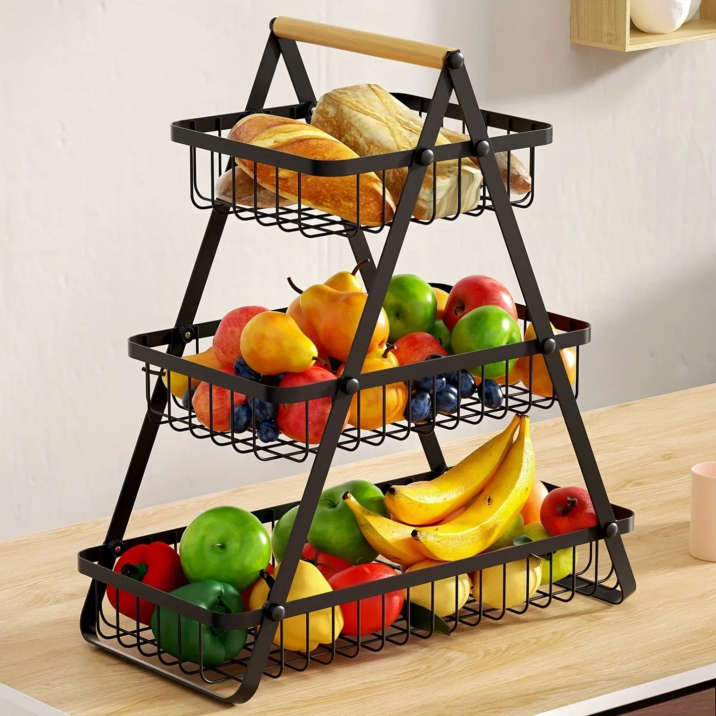 Compact 3-Tier Fruit Holder for Kitchen Counter