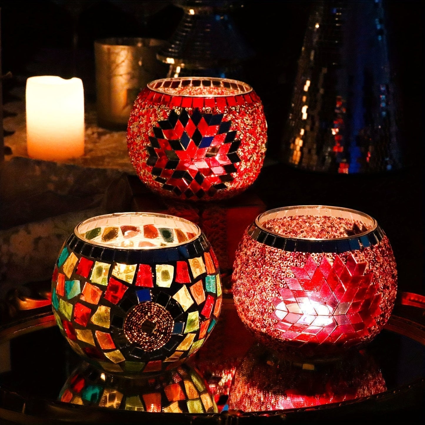 Vibrant Glass Tea Light Containers