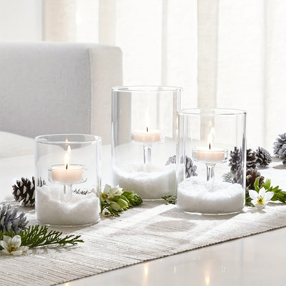 Clear Glass Candle Holder Set for Dining Tables
