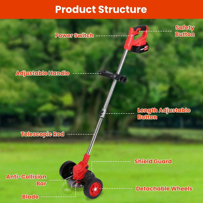 Portable 3-in-1 Cordless Lawn Mower with Adjustable Handle