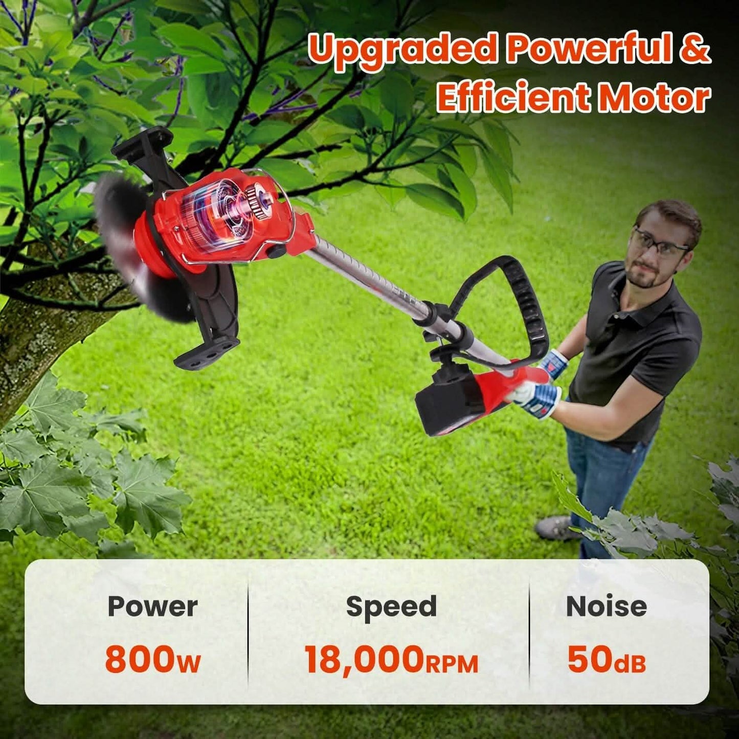 Portable 3-in-1 Cordless Lawn Mower with Adjustable Handle
