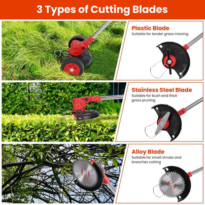 Portable 3-in-1 Cordless Lawn Mower with Adjustable Handle