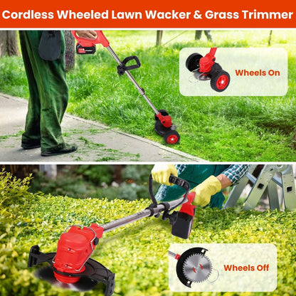 Portable 3-in-1 Cordless Lawn Mower with Adjustable Handle