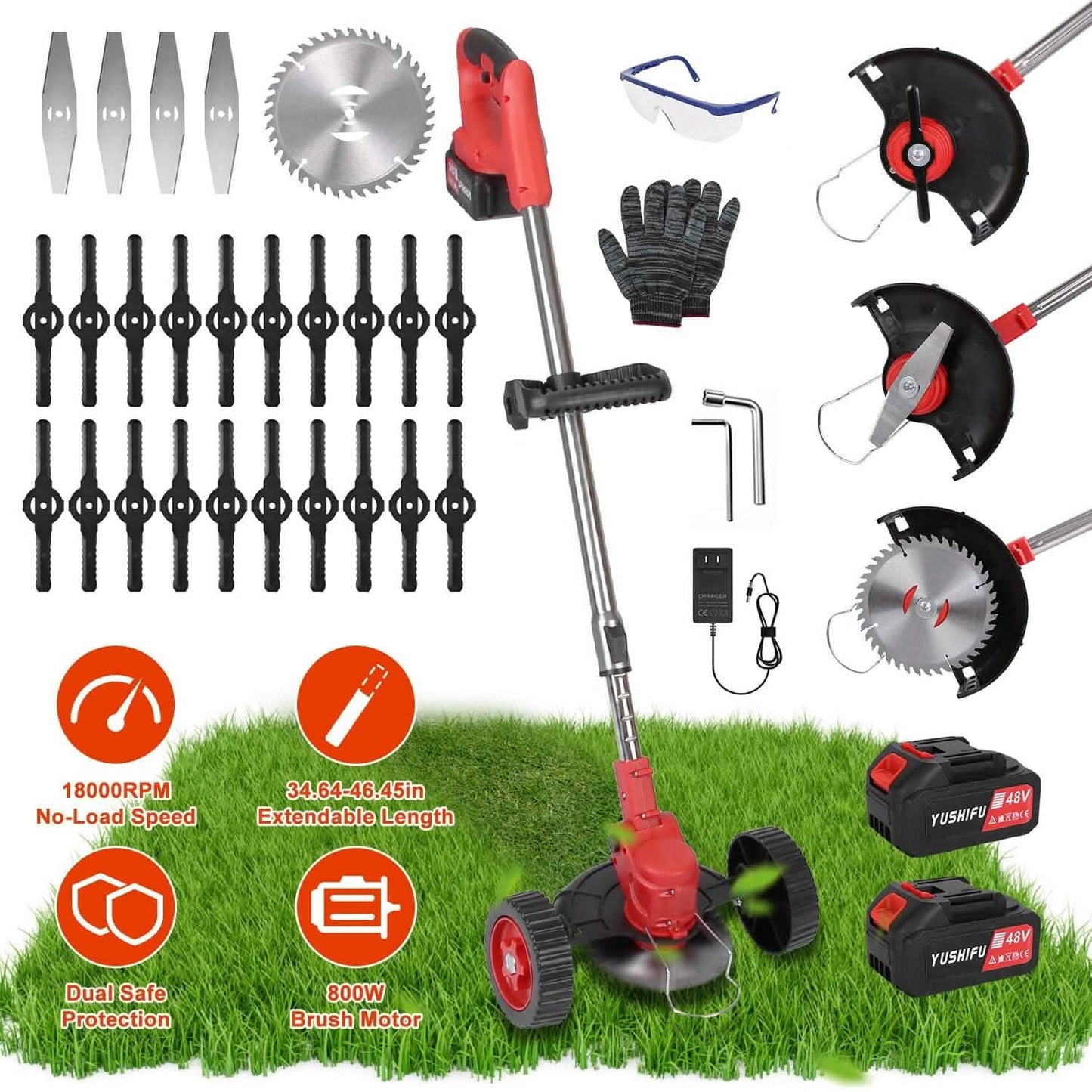 Portable 3-in-1 Cordless Lawn Mower with Adjustable Handle