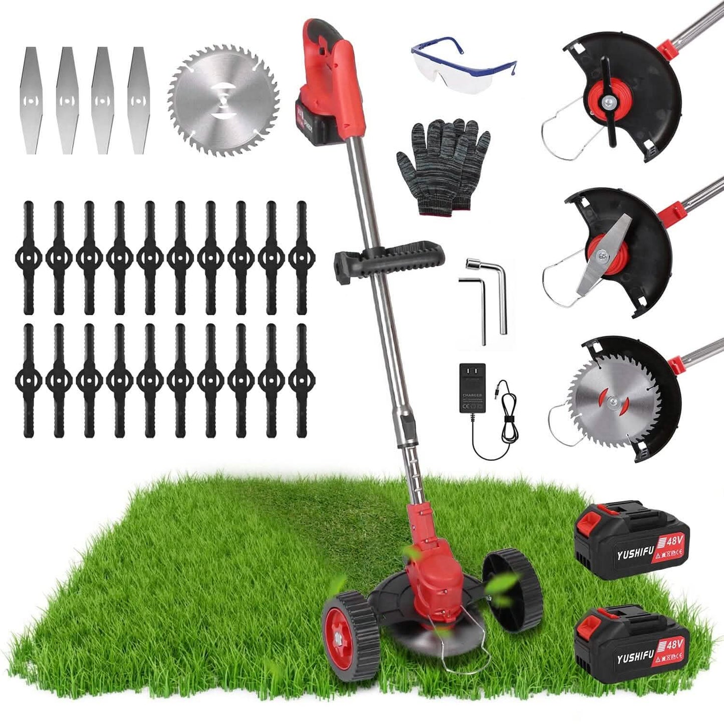 Portable 3-in-1 Cordless Lawn Mower with Adjustable Handle