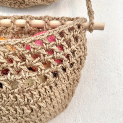 Rustic Textile Wall Storage with 6 Hooks
