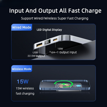 Clear Slim Portable Wireless Power Bank Charger