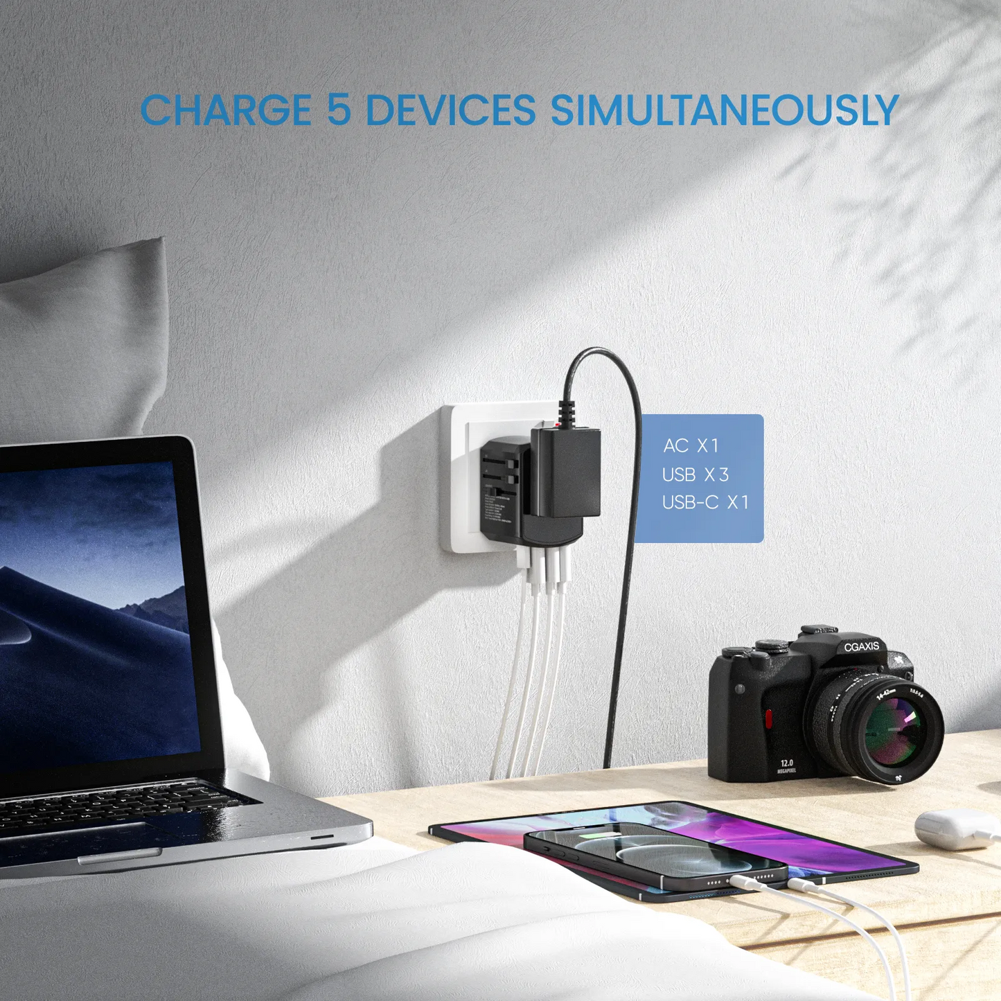 Compact Worldwide Travel Adapter Charger