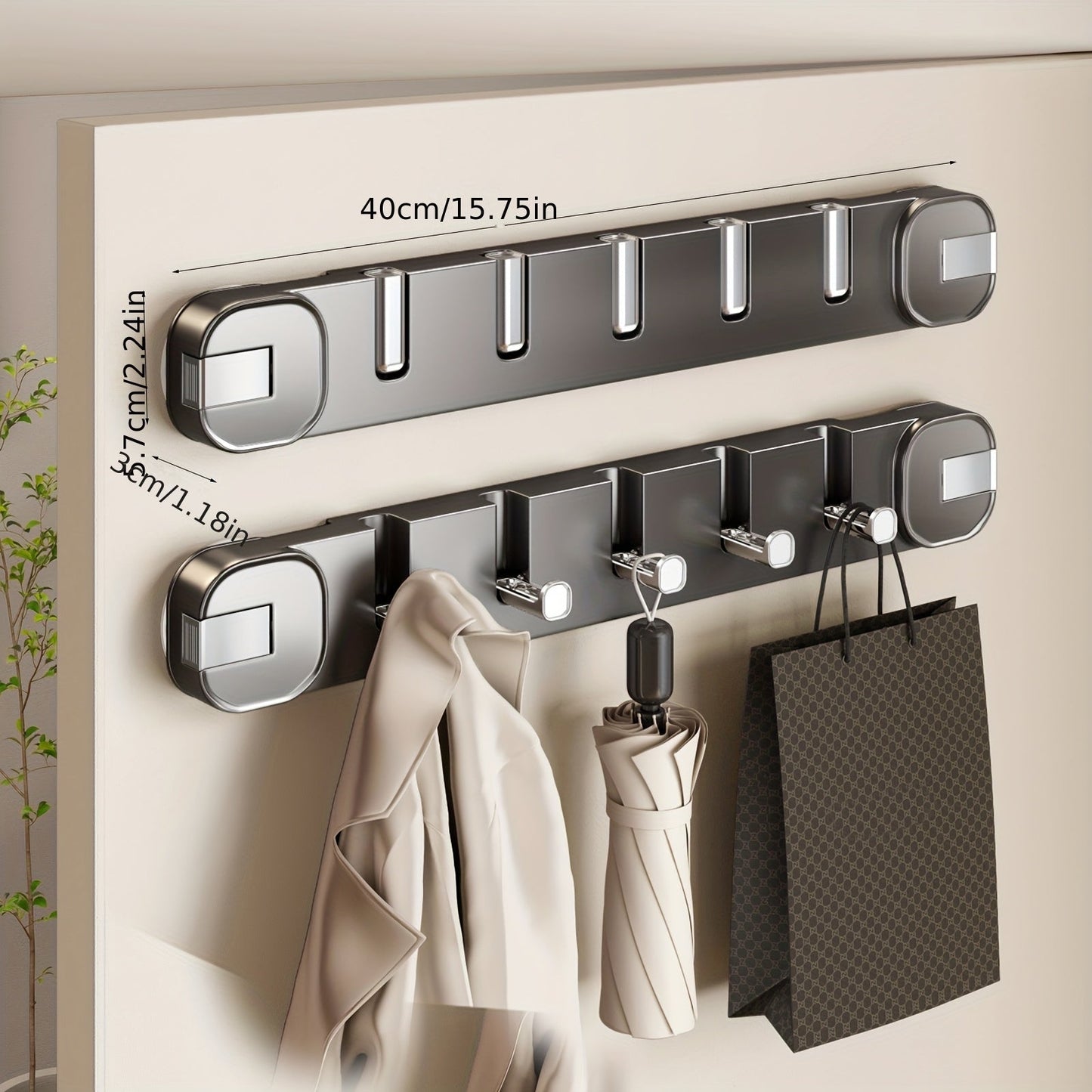 Easy Install Wall Mount 5 Hook Storage Rack