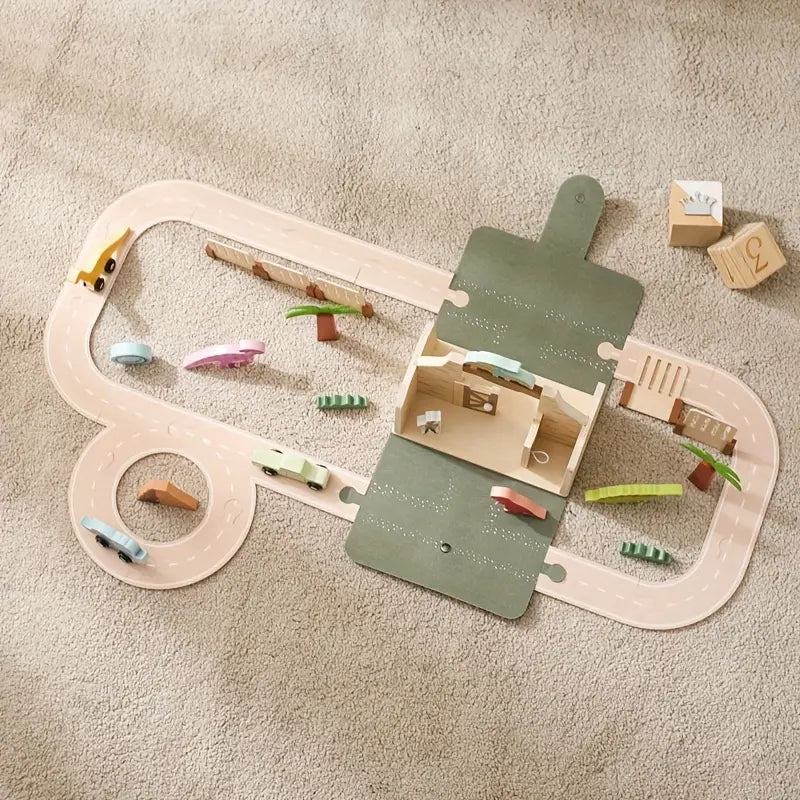 Natural Wood Dinosaur Playset for Children