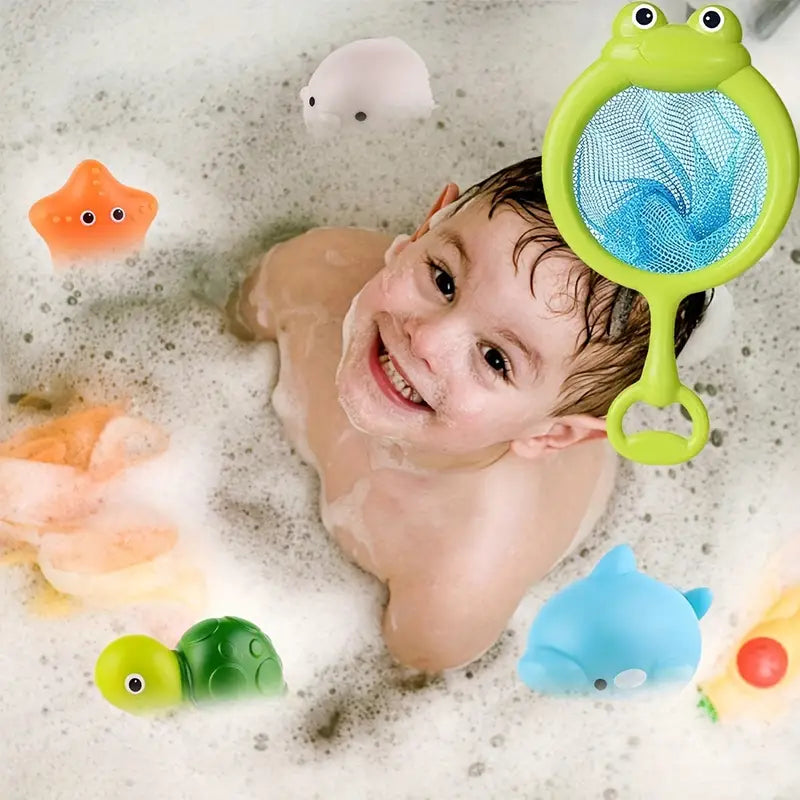 Bright Rubber Bath Toy with Mesh Net