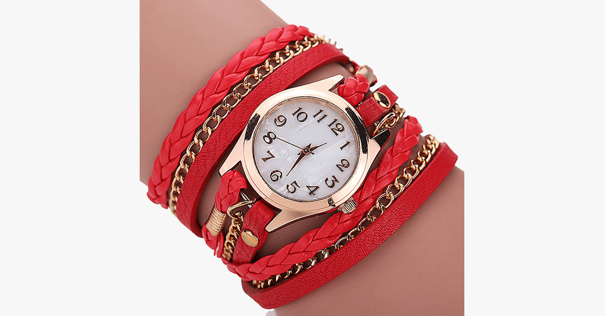 Fashion Gold Quartz Watch with Colorful Straps