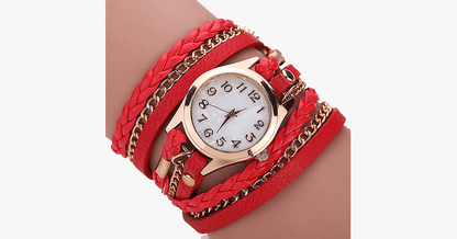 Fashion Gold Quartz Watch with Colorful Straps
