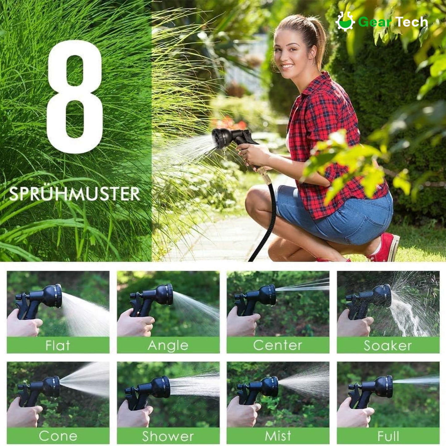 Flexible Water Hose with 8 Spray Settings Durable & Kink Free