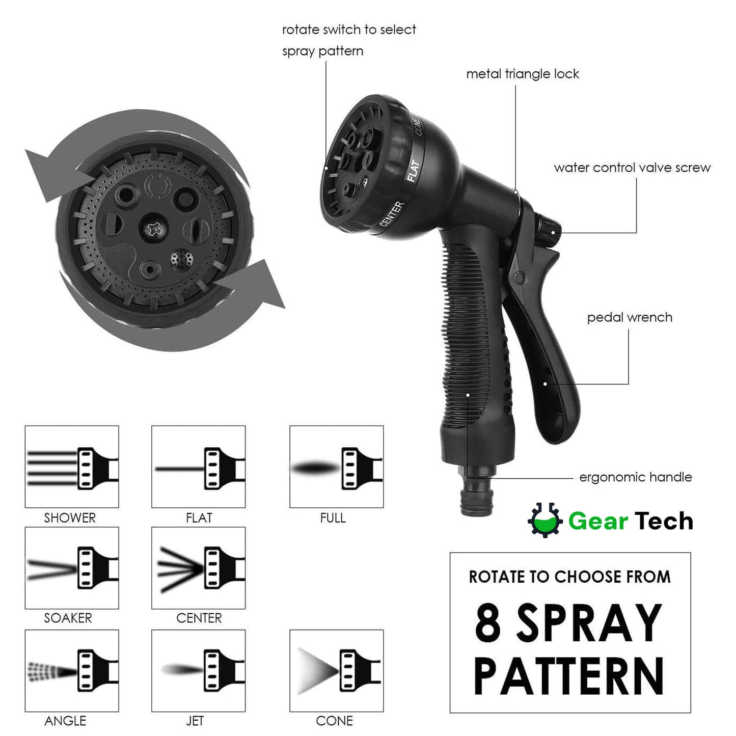 Flexible Water Hose with 8 Spray Settings Durable & Kink Free