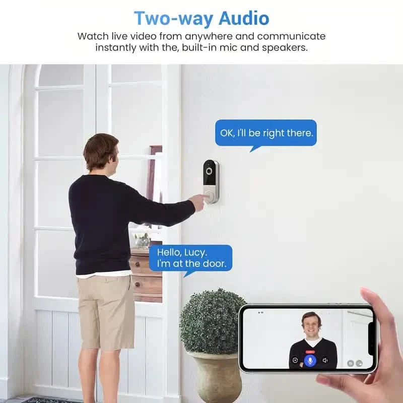 Wi-Fi Smart Doorbell Camera with HD Video and Motion Detection