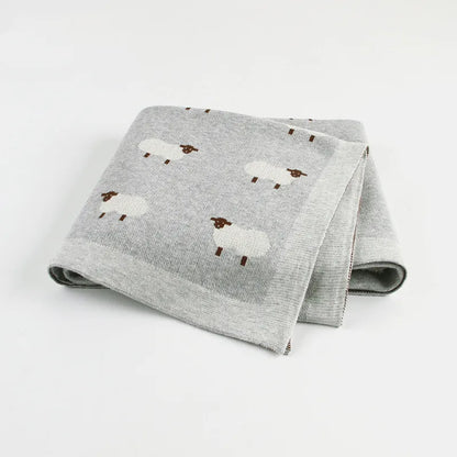 Cozy Baby Blanket with Sheep Design - Plush Stroller Blanket - Fesara