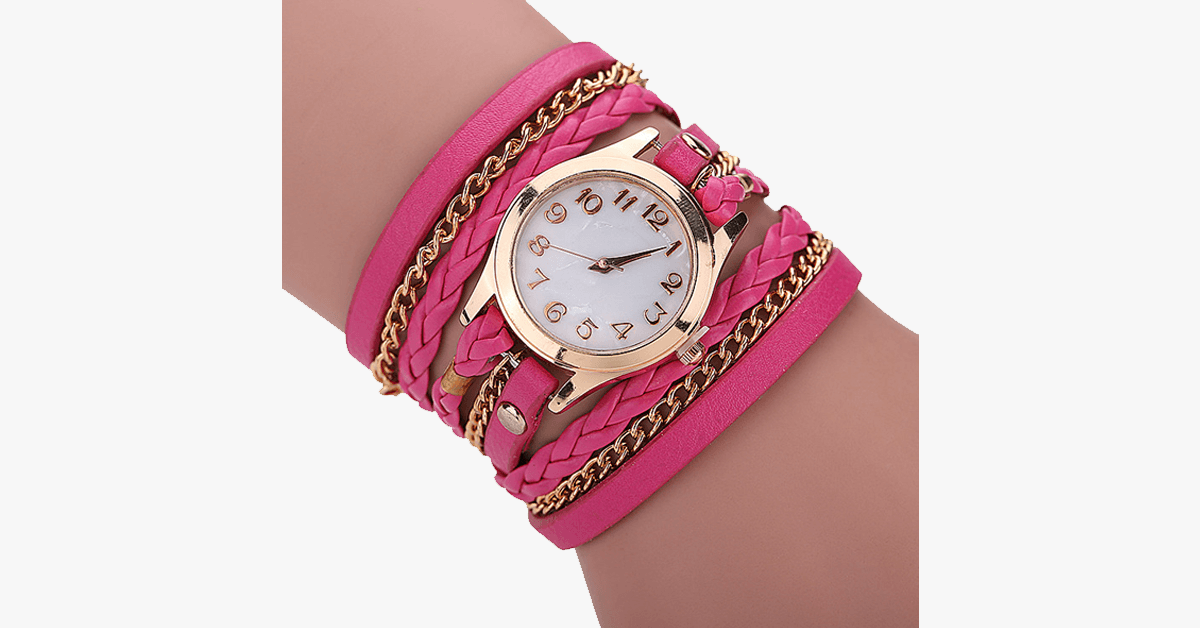 Fashion Gold Quartz Watch with Colorful Straps