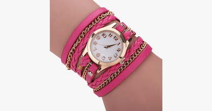 Fashion Gold Quartz Watch with Colorful Straps
