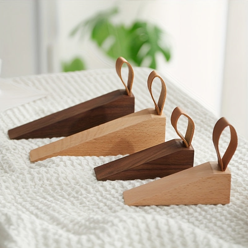 Rustic Wood Door Wedge with Rubber Grip Base