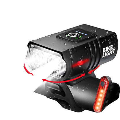 USB Rechargeable Bicycle Light Set - 1500 Lumens LED Headlight and Rear Light with 6 Modes for Night Riding Safety-1