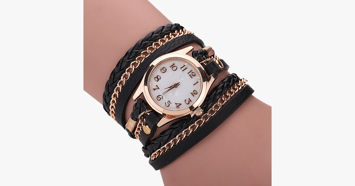 Fashion Gold Quartz Watch with Colorful Straps