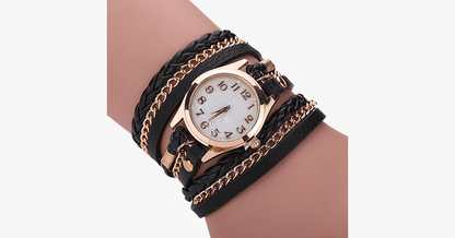 Fashion Gold Quartz Watch with Colorful Straps