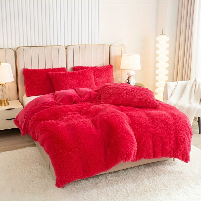 Cozy Fesara Plush Duvet Cover Set with Zipper