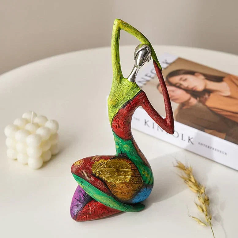 Vibrant Female Figurine Sculpture – Handmade Colorful Resin Art - Fesara
