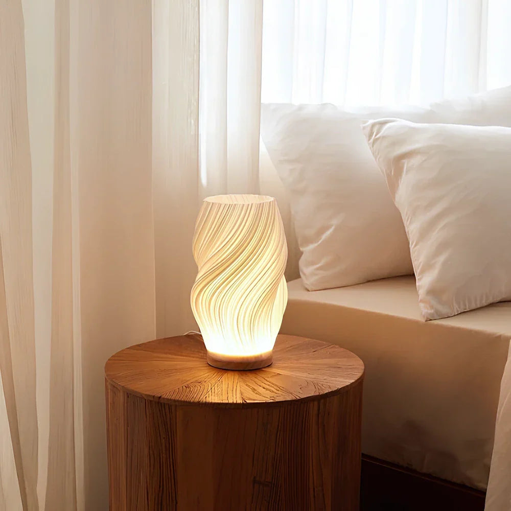 Modern Table Lamp with Sleek Wave Shape and Dimmable Light