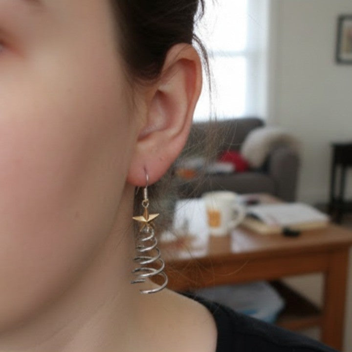 Fesara | Twisted Holiday Tree Drop Earrings